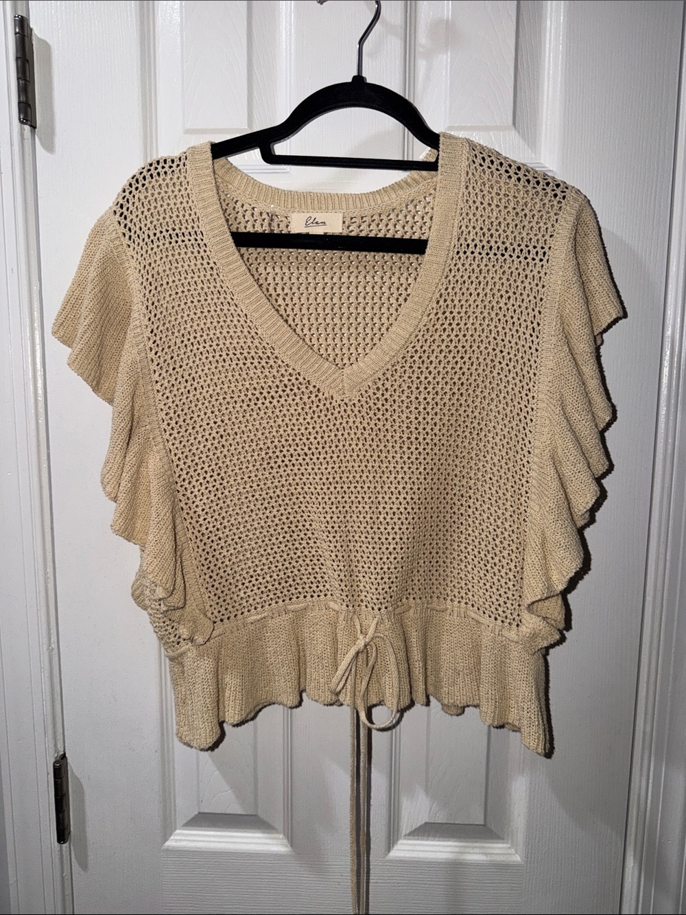 Elan Two Piece white dress with neutral khaki removable vest - Picture 8 of 9